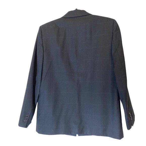 Mark Shale Skirt Suit Navy Plaid Single-Button Blazer Size 14 - Picture 3 of 16